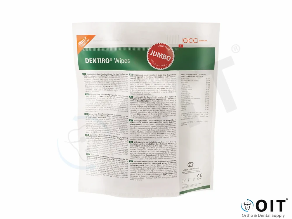 Jumbo Dentiro Wipes Classic alcohol doek 12 x 100 Stuks Refill, 40x16,5cm