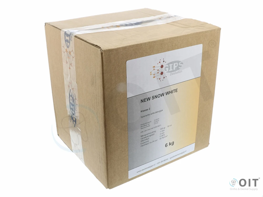 Gips (snow white) 6 kg, t.b.v. afdrukken, articulatie, etc