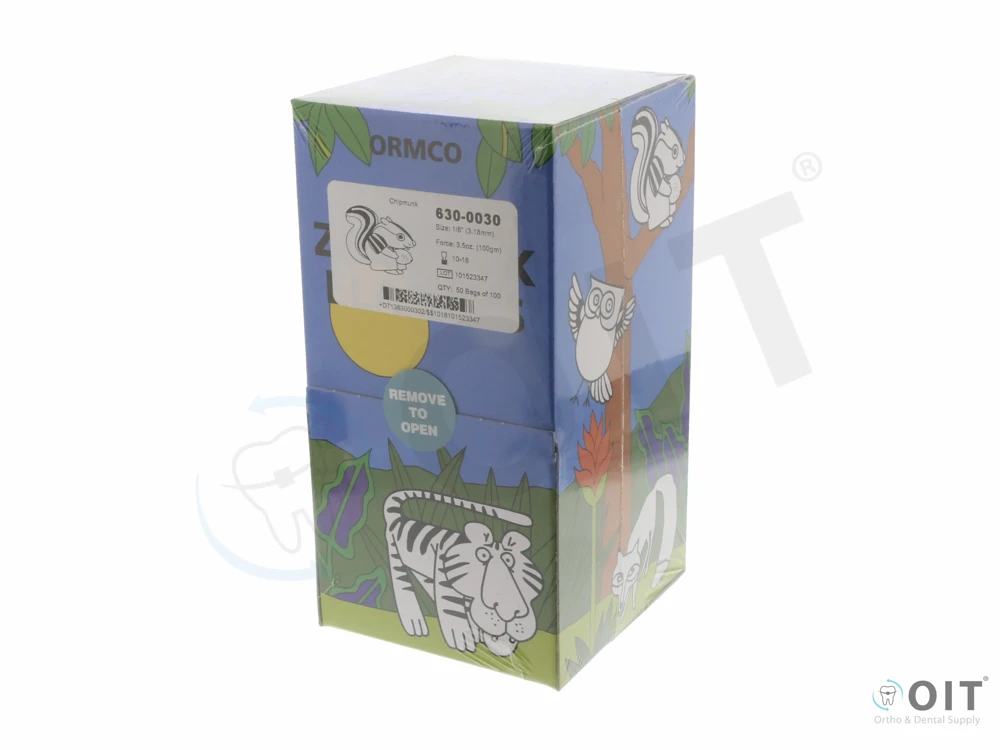 Kl. elastiekjes, Chipmunk 1/8'' 3,5 Oz 50 x 100, Zoo pack